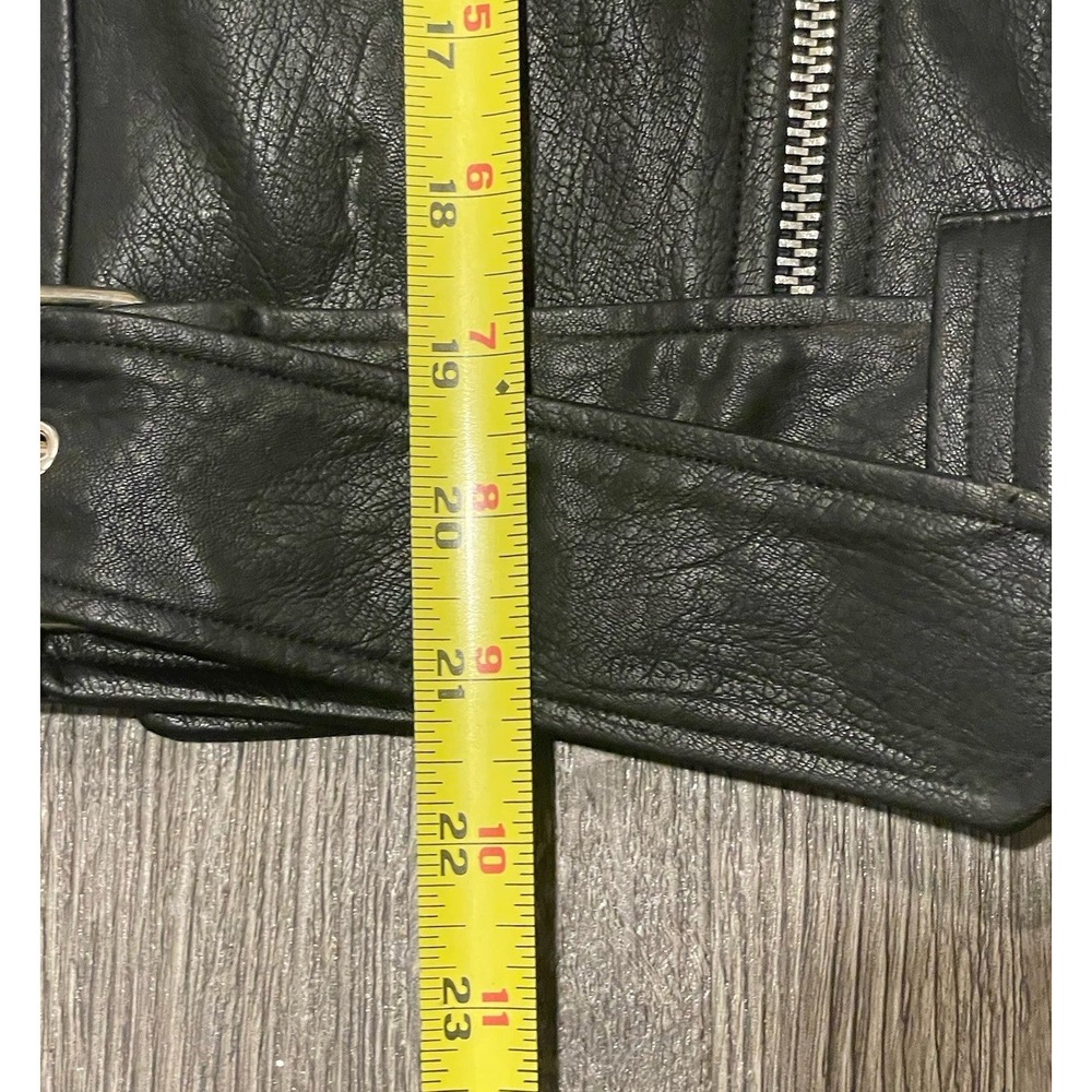 Buddylove Quinn Vegan Faux Leather Jacket Black Sherpa Sleeves Size Small Moto - Picture 6 of 9